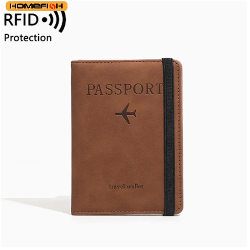 homefish porte-passeport vintage rfid pour femmes et hommes, portefeuille multifonction en cuir pu pour cartes d'identité et bancaires, accessoire de voyage