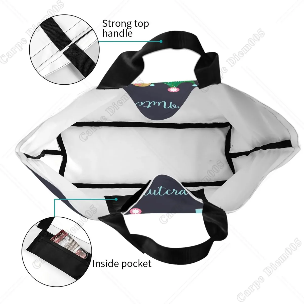 sac fourre-tout réutilisable pour femme, sac à main casse-noisette, sac à provisions, cadeau de travail, arbre de noël, marine, initié
