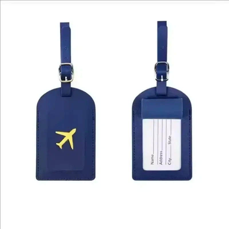 étiquette de bagage de voyage en cuir pu épaisse avec marquage à chaud, étiquette de sac à main, couverture de passeport