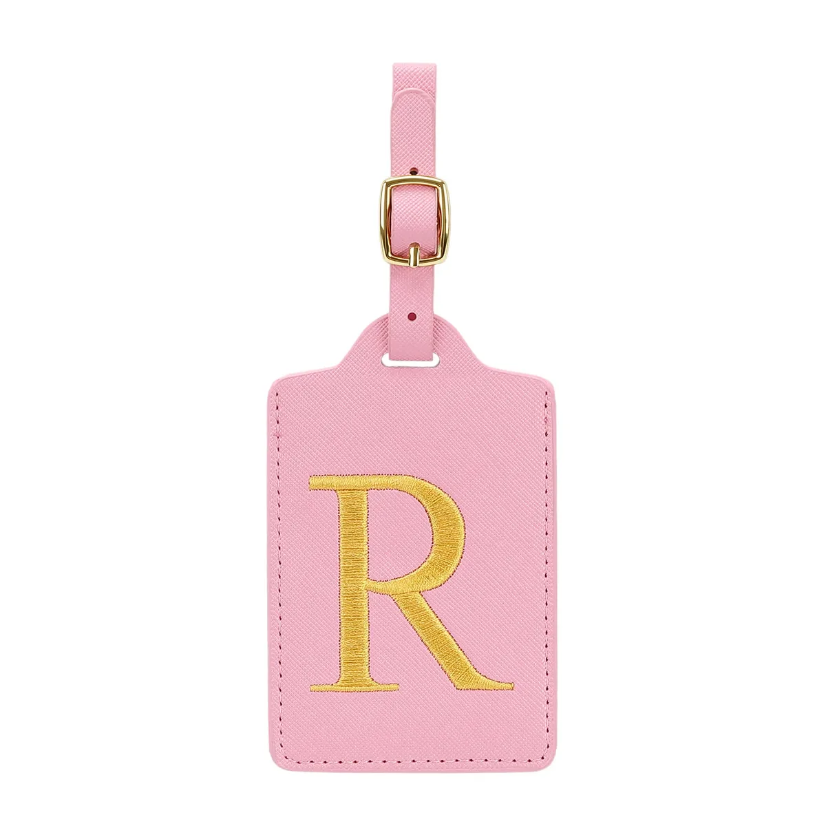 étiquettes de bagages miyin 26 lettres en cuir pu pour valises, protection de la vie privée, accessoires de voyage essentiels, rose