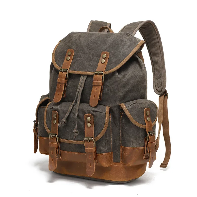 sacs à dos vintage en toile pour hommes, sacs à dos pour ordinateur portable, sacs à dos imperméables, grands sacs à dos de randonnée en toile cirée, sacs à dos de voyage vintage