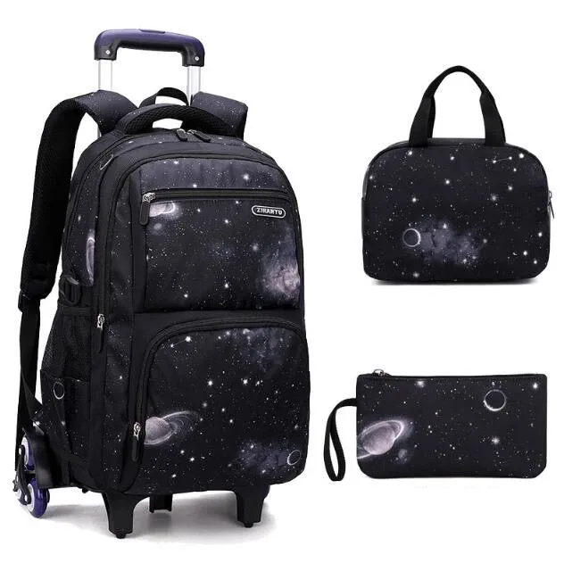 sac à dos à roulettes pour enfants, valise de voyage à roulettes, sac à roulettes pour l'école, ensemble de sacs d'école pour garçons, ensemble de sacs à déjeuner