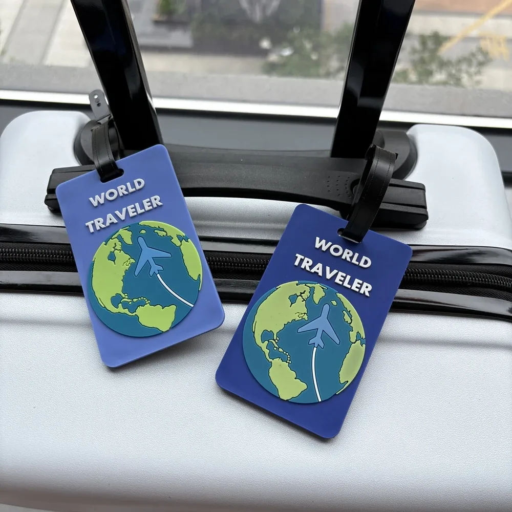 1/2 pièces étiquette de bagage style terre, pendentif pour bagage, sac, gare, aéroport, voyage, anti-perte, étiquette d'identification personnalisable avec informations
