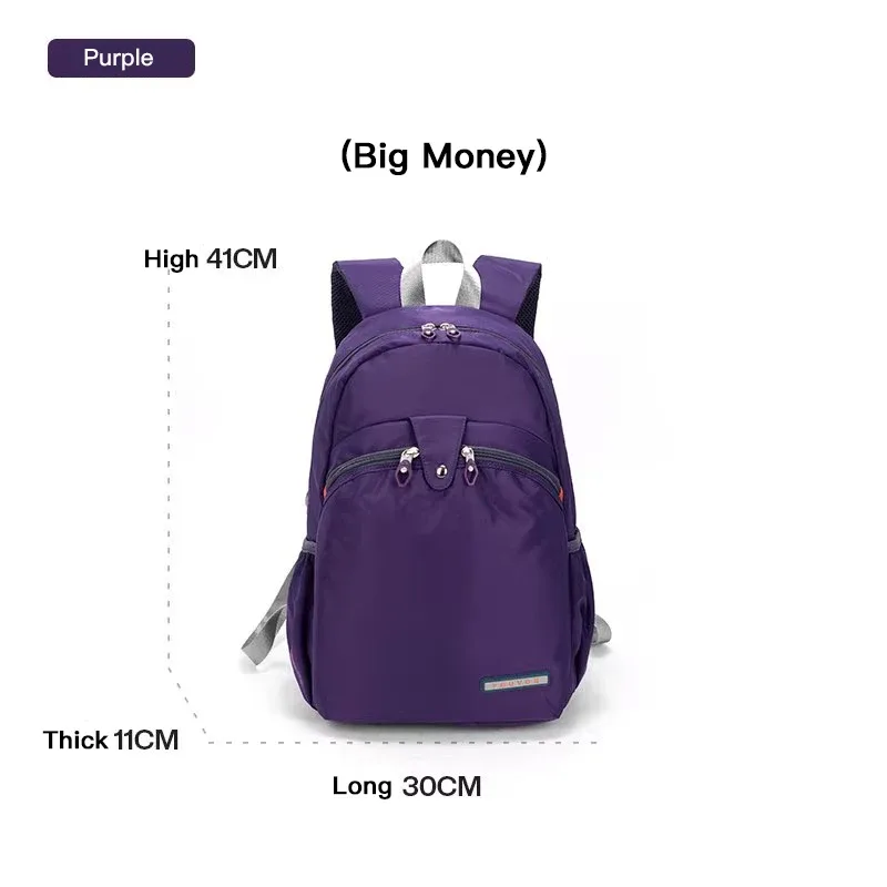 foueissac à dos en toile de nylon imperméable pour femme, sac d'école de voyage, sac de sport décontracté, grande capacité, mode, filles, 2587-11
