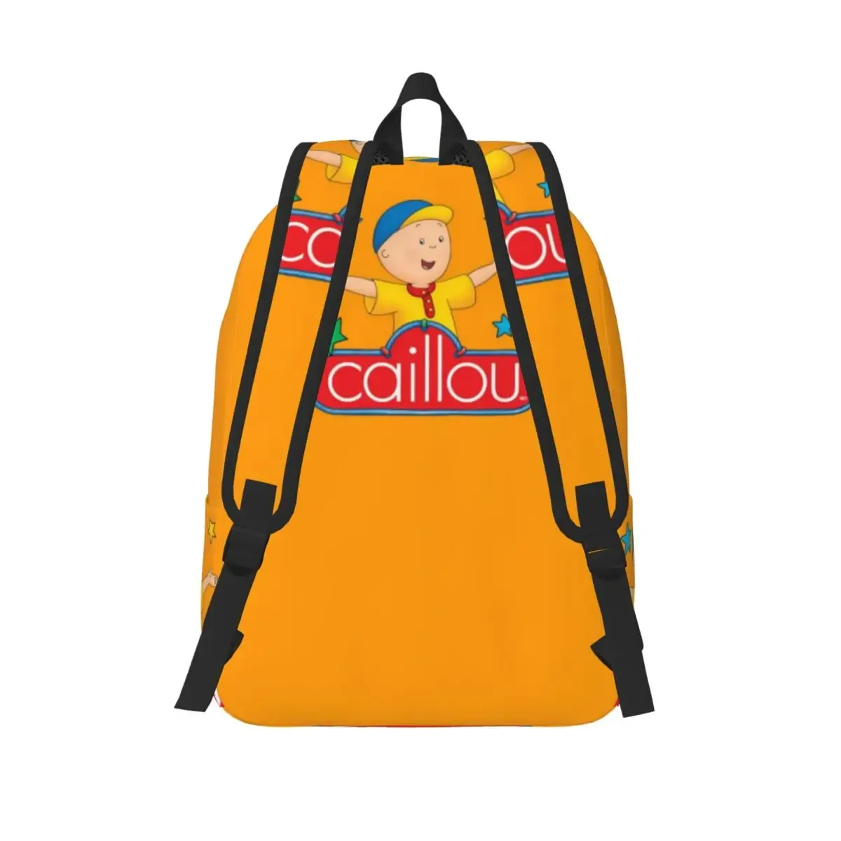 sac dos toile orange personnage caillou poche avant latérale ajustable grande capacité polyester unisexe voyage familial
