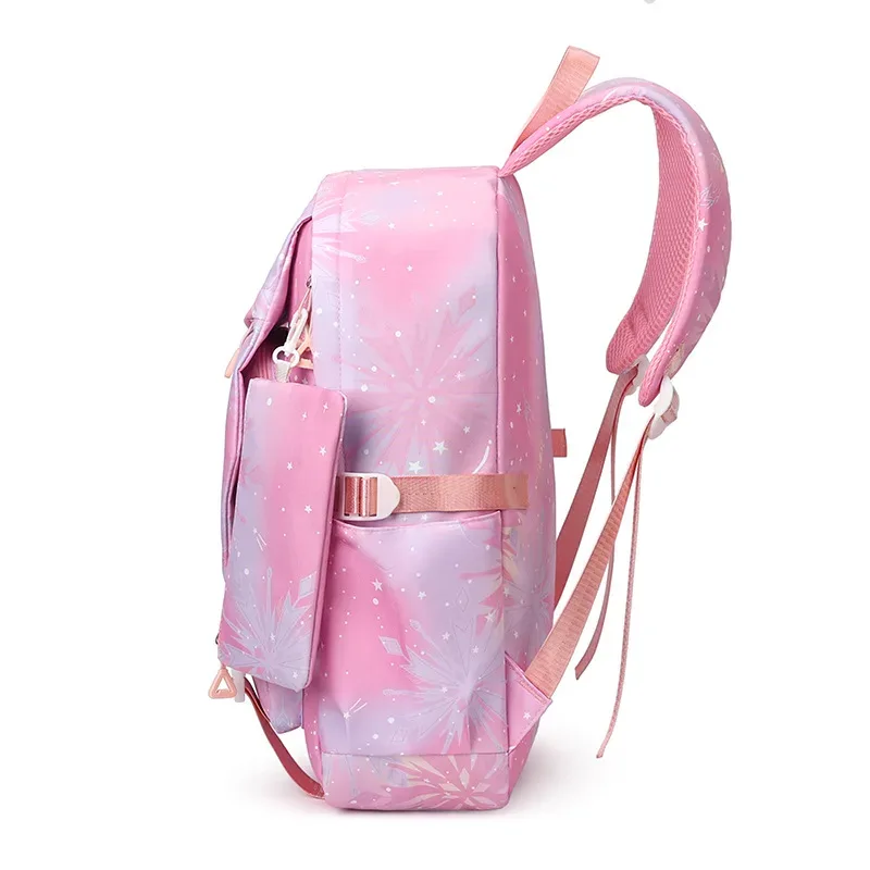 sac dos nylon rose motif floral scintillement pochette assortie voyage journee ultra léger compartiment intérieur