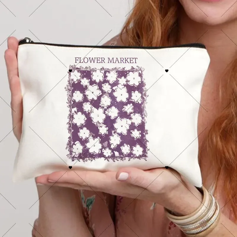 trousse de toilette fleur grenouille pour femme, cadeau de chambre plus lent pour elle, trousse cosmétique, poudres de maquillage, mode voyage