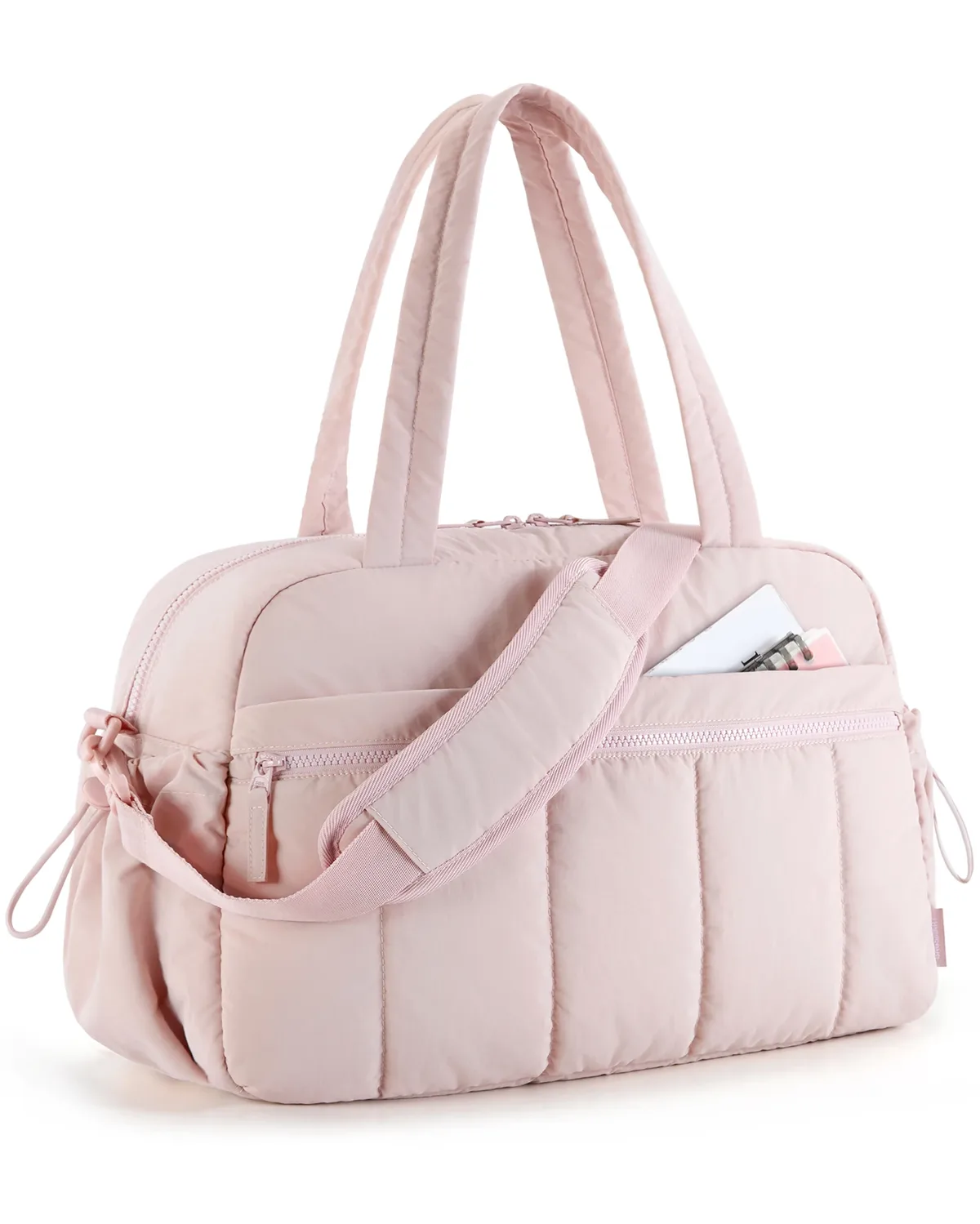sac voyage polyester plissé beige rose pâle noir gris taupe bandoulière amovible poignée supérieure week end sport