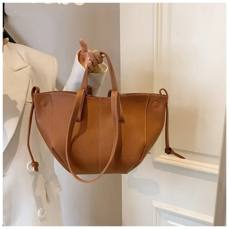 sac fourre-tout en cuir véritable pour femme, style quotidien, avec cordon de serrage, pour le travail, les voyages, les trajets quotidiens et le style décontracté