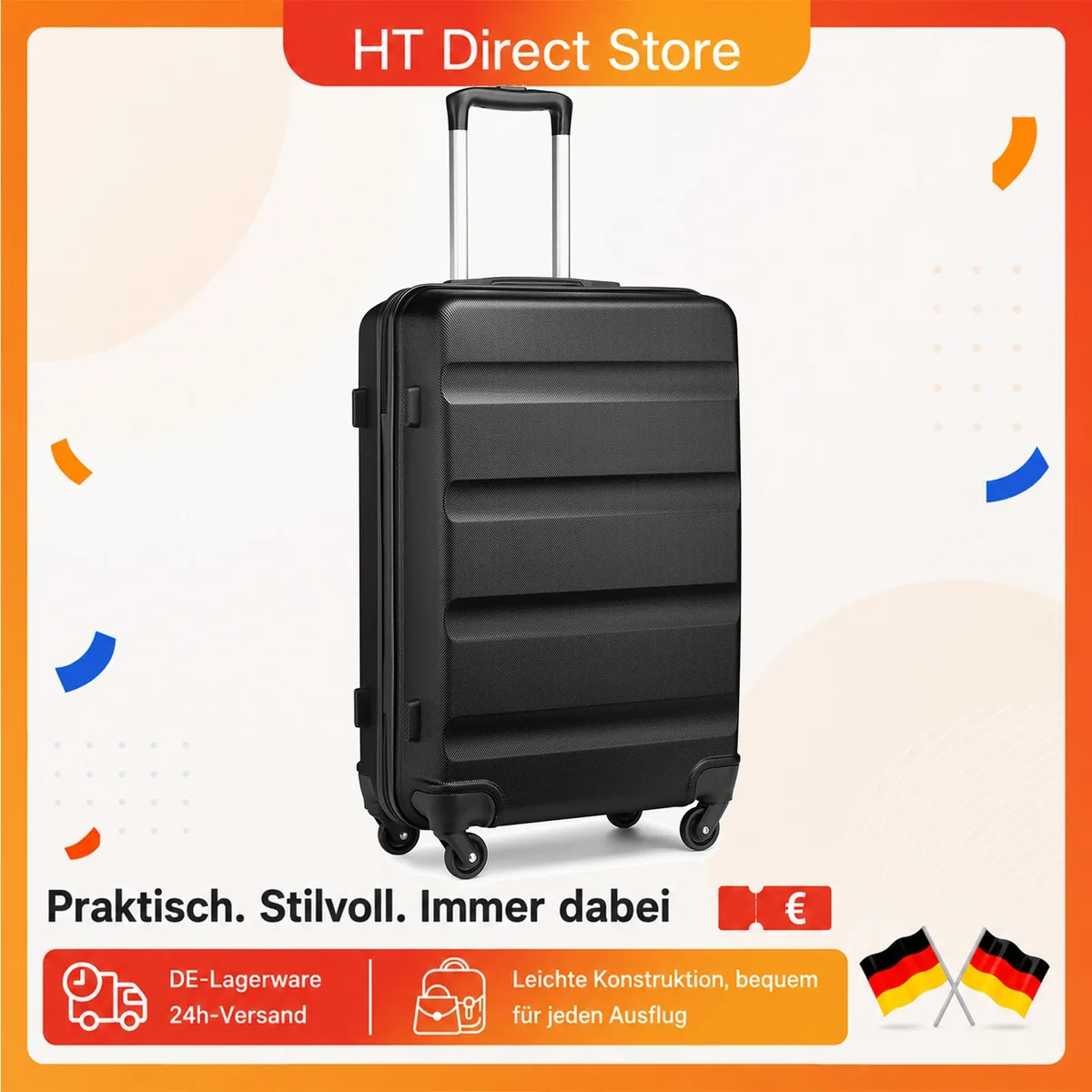 kono valise rigide avec serrure tsa, trolley silencieux à roues 360° | tailles au choix 19/24/28 pouces, compatible bagage cabine ryanair et lufthansa