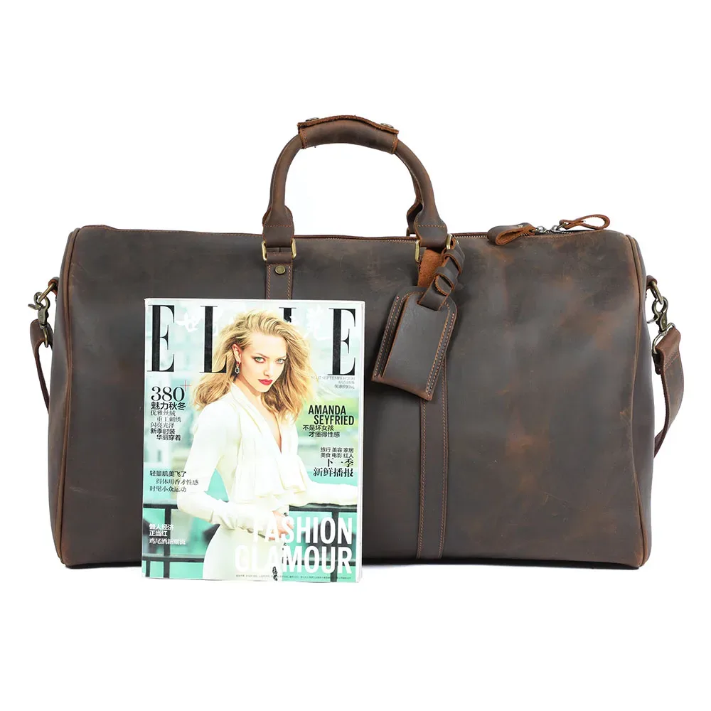sac de voyage vintage s.worker en cuir pleine fleur grande capacité, sac de week-end pour homme, sac de sport