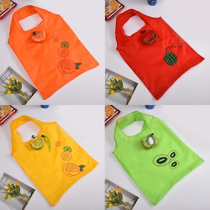 sac fourre-tout pliable en polyester, motif de fruits, 38x58cm, grande capacité, réutilisable, léger, pour le stockage des courses au supermarché, 1 pièce