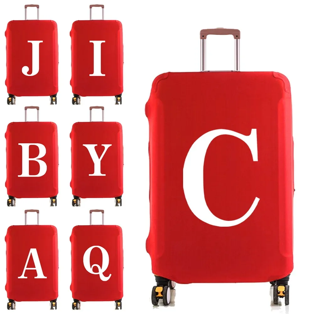 housse de protection pour bagages, élastique, anti-poussière, à la mode, pour valise à roulettes de 18 à 28 pouces, 26 lettres blanches imprimées