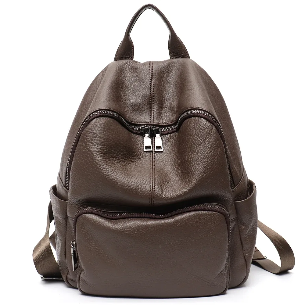 sac à dos en cuir de vache naturel pour femmes et hommes, design minimaliste, décontracté, quotidien, polyvalent, sacs à bandoulière pour étudiants, sac à dos de voyage
