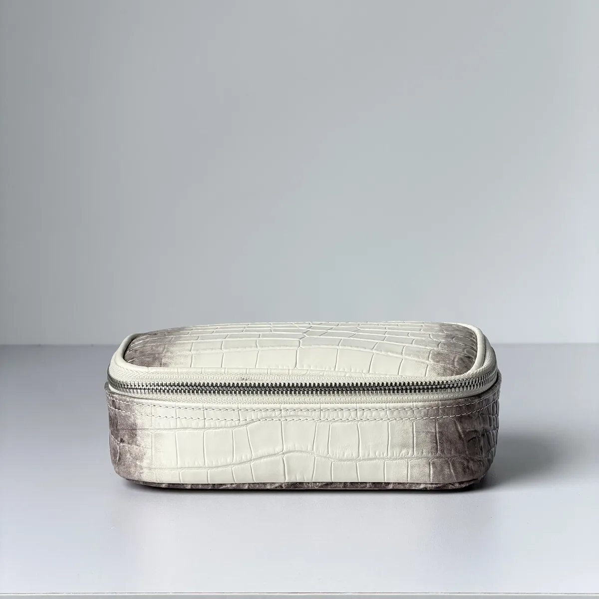 sac cosmétique en cuir véritable motif crocodile de l'himalaya, sac de toilette portable pour femmes, sac de rangement pour cosmétiques