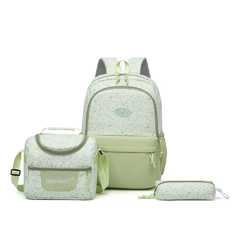 sac à dos, imprimé léopard, ensemble 3 en 1, léger, grande capacité, sac pour collège, trousse à crayons, sac à déjeuner