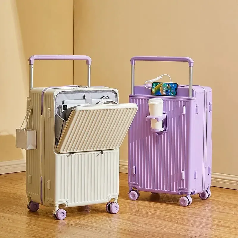 Nouvelle valise à roulettes multifonctionnelle avec ouverture frontale pour ordinateur portable, bagage cabine 20 pouces, grande taille