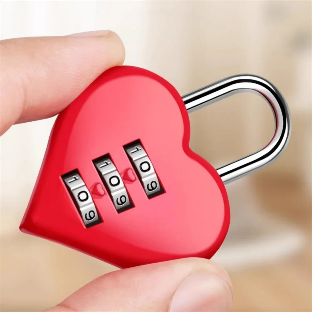 mini cadenas à combinaison en forme de cœur à 3 chiffres, pour couple, cadeau de mariage, accessoire de voyage, cadeau d'anniversaire