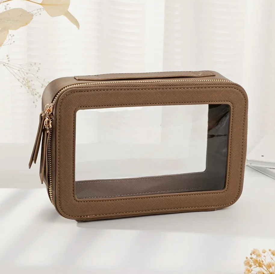 xmessun nouveaux sacs de maquillage en pvc transparent décontracté pour femmes 2026 mode en cuir pu portable étanche stockage sac cosmétique a527
