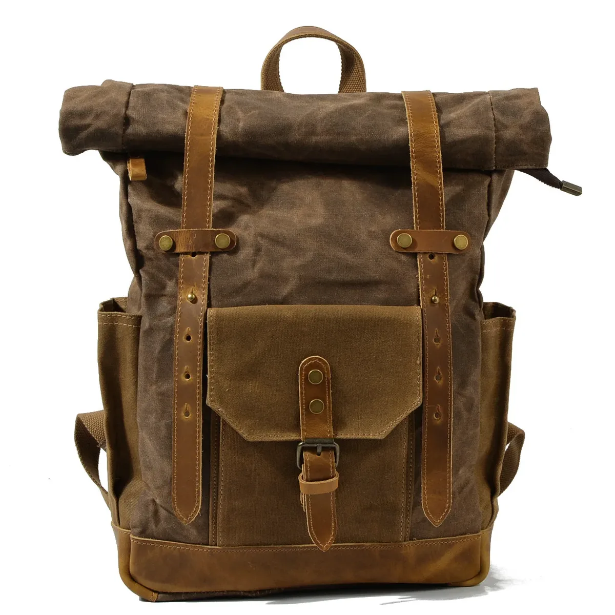 sacs à dos en toile vintage de luxe pour hommes, toile de cire d'huile, sac à dos de voyage en cuir, grands sacs de jour imperméables rétro