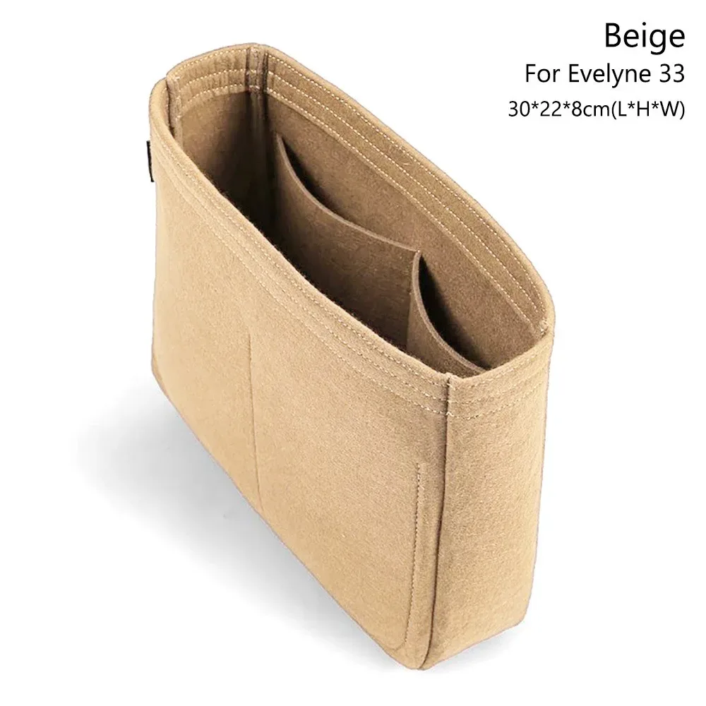 sac à main en feutre durable, sac d'insertion, support de sac de rangement, doublure de sac à main, organisateur de sac portable pour evelyne 16/29/33