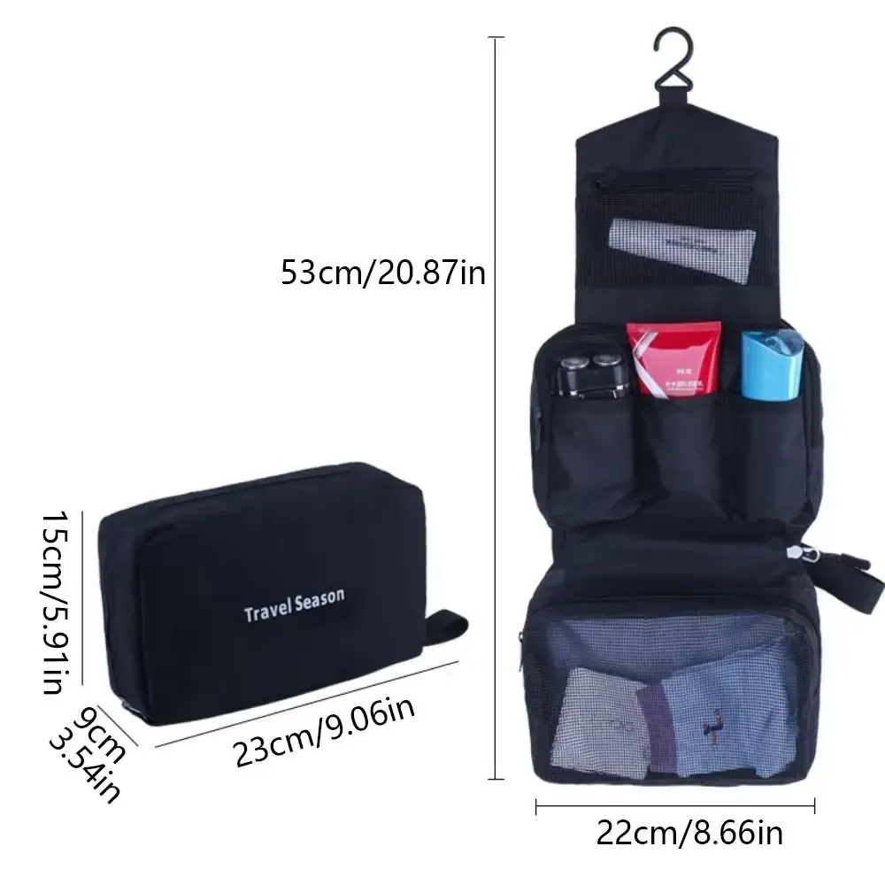 trousse de toilette suspendue pliable, grande capacité, crochet suspendu, étui de maquillage pour hommes, sac à cosmétiques de voyage portable multifonctionnel
