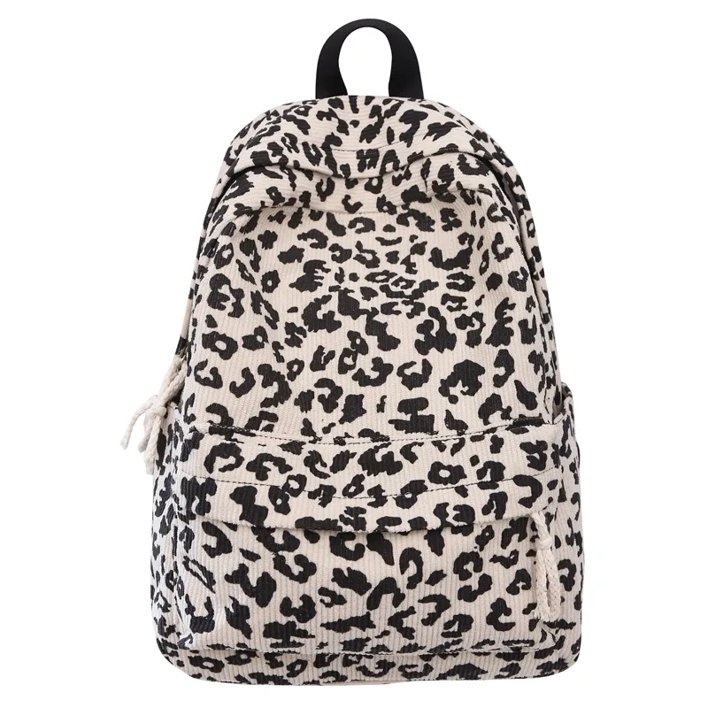 sac à dos léopard en velours côtelé, sac à dos tendance pour étudiants, grande capacité, sac à bandoulière élégant, multi-poches, sac de voyage en plein air