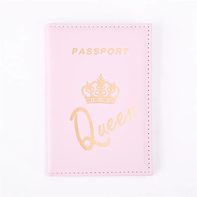 mode reine roi couverture de passeport pour femmes voyage passeport étui en cuir rose mignon passeport portefeuille sac à main fille porte-passeport