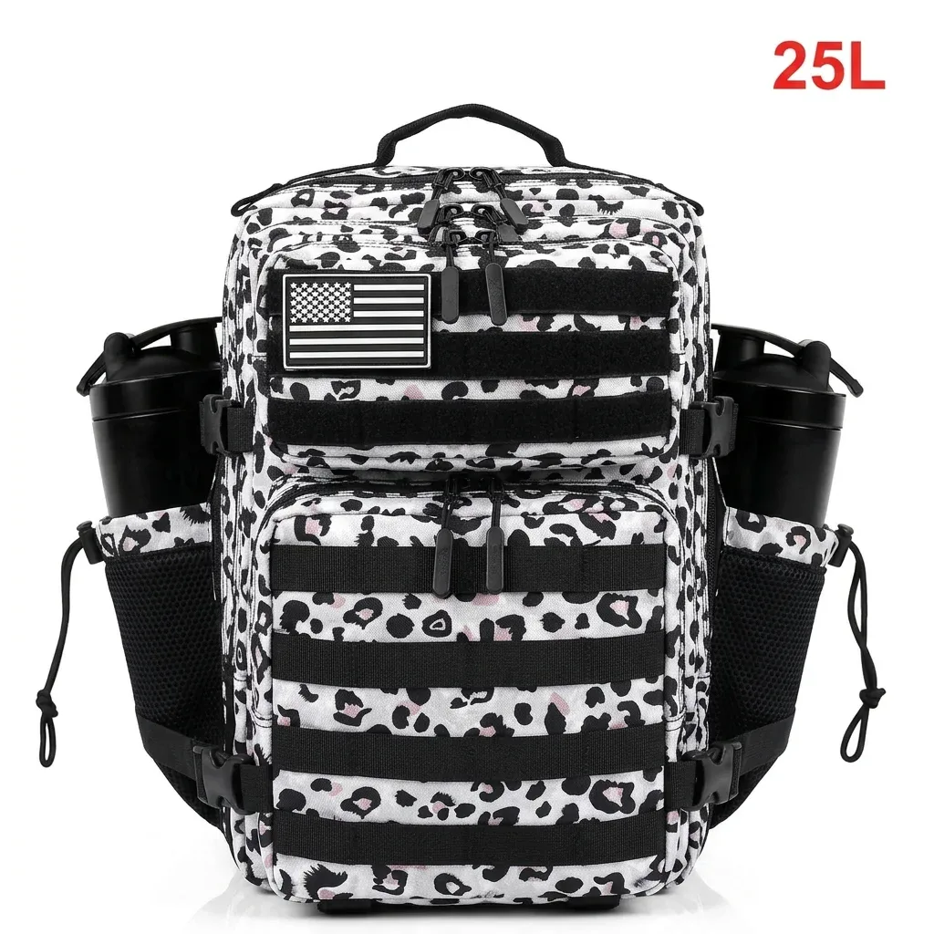 sac à dos tactique 25l pour femmes voyage en plein air randonnée bug out sac week-end exercice athlétisme sac à dos de gymnastique avec double porte-gobelet