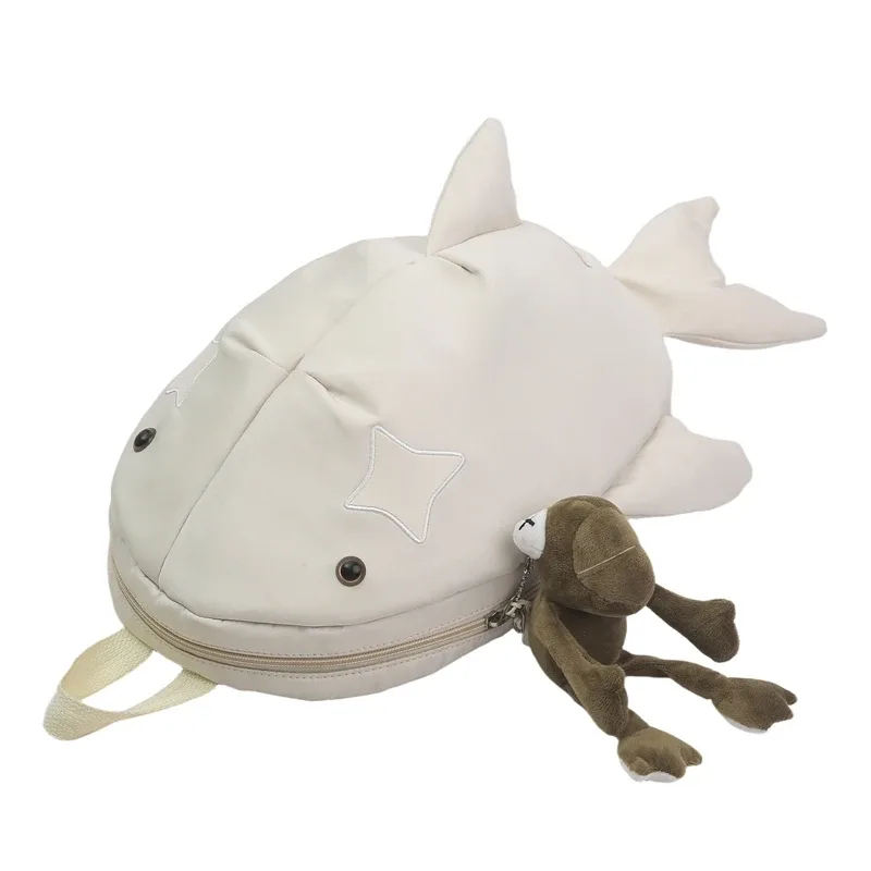 y2k mignon baleine requin forme sacs à dos grand sac de voyage en nylon durable unisexe en plein air drôle dessin animé sac à dos étudiant cartable