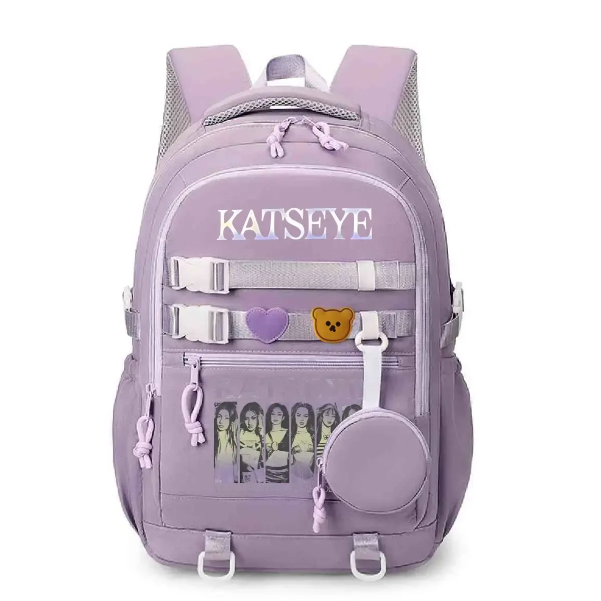 sacs à dos d'école graphiques katseye pour femmes et filles, sacoche pour ordinateur portable, cartable pour adolescentes, cadeaux pour fans de katseye
