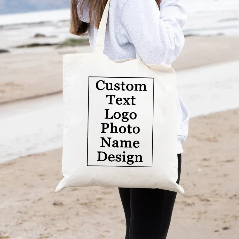 Sac en toile à motifs avec nom personnalisé pour femmes, sac à bandoulière pliable de grande capacité, sac à main de voyage Portable décontracté, 1 pièce