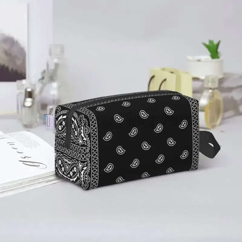 paisley coloré noir bandanna bordure écharpe blanc trousse de maquillage trousse de toilette étanche pour les femmes sacs cosmétiques de voyage portables