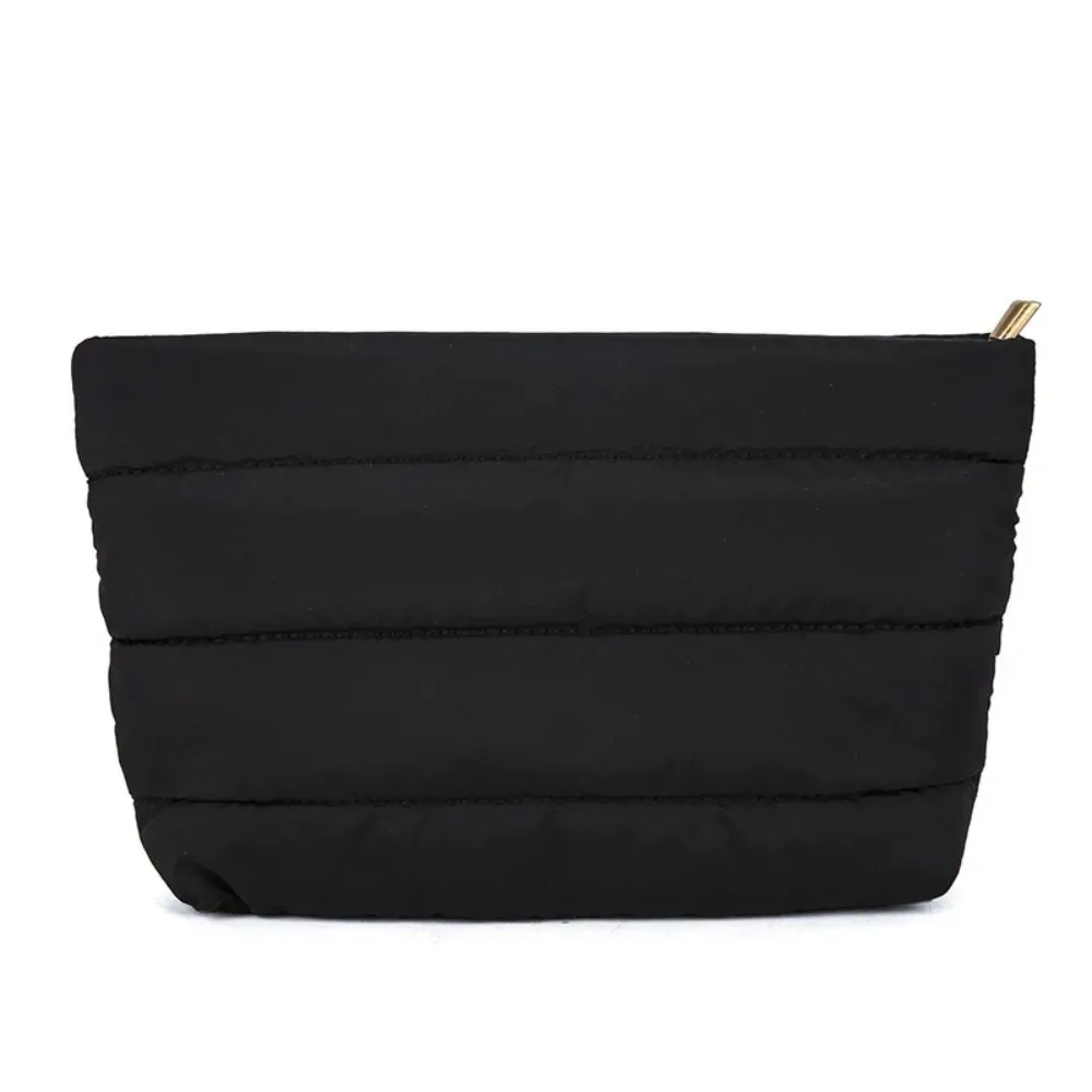 pochette de maquillage matelassée décontractée, couleur unie, rembourrée, sac de toilette de voyage, grande capacité, fermeture éclair, organiseur de cosmétiques pour femmes