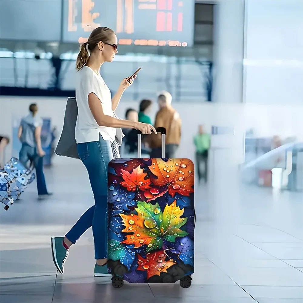 housse valise polyester design feuilles automne gris noir bleu brut voyage transport cabine securite couvrez protectez