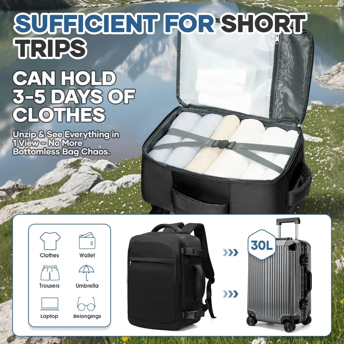 sac à dos de voyage pour femmes et hommes, bagage à main ryanair 40x20x25, wiz air multifonctionnel, sac à dos grande capacité easyjet