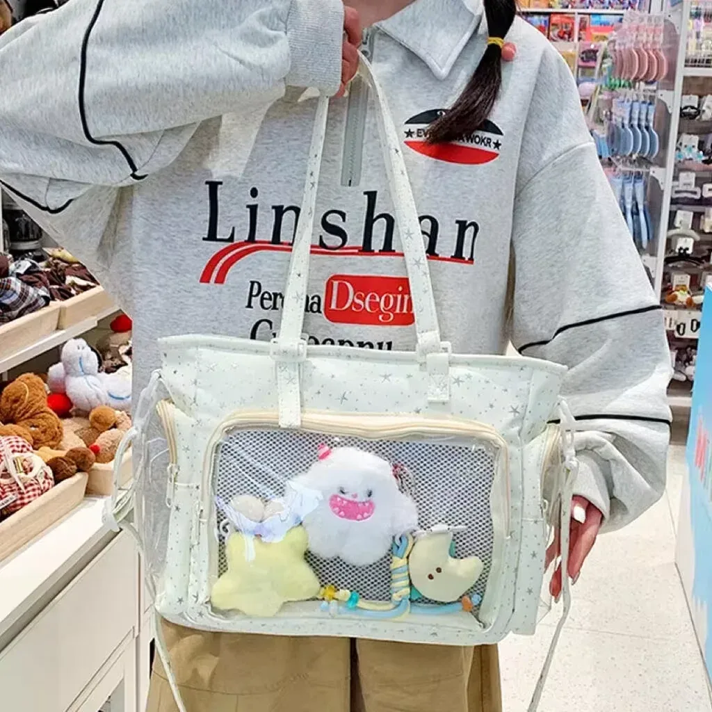 y2k mignon japonais ins ita sac lolita fille fourre-tout transparent sac à bandoulière grande capacité sac à bandoulière décontracté bricolage affichage sacs à main