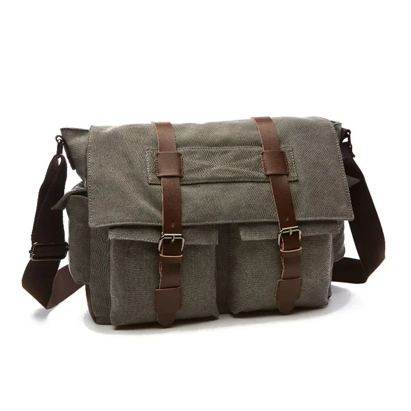 toile hommes sacs de messager d'affaires pour hommes sac à bandoulière vintage toile sac à bandoulière rétro décontracté bureau sac de voyage