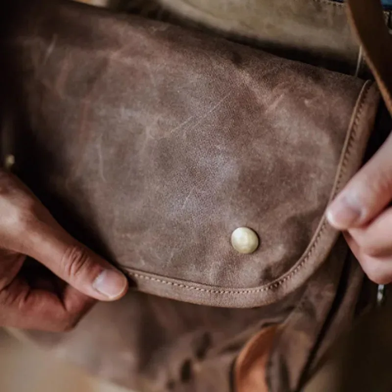 aetoo – sac messager rétro en toile imperméable à l'huile, sac à bandoulière simple pour vêtements de travail en détresse amei kaki, sac à bandoulière de banlieue