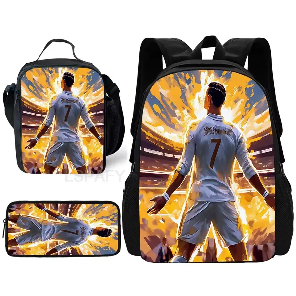 sac dos nylon imprimé cristiano ronaldo multicolore noir unisexe grande capacité pochette sacs associés