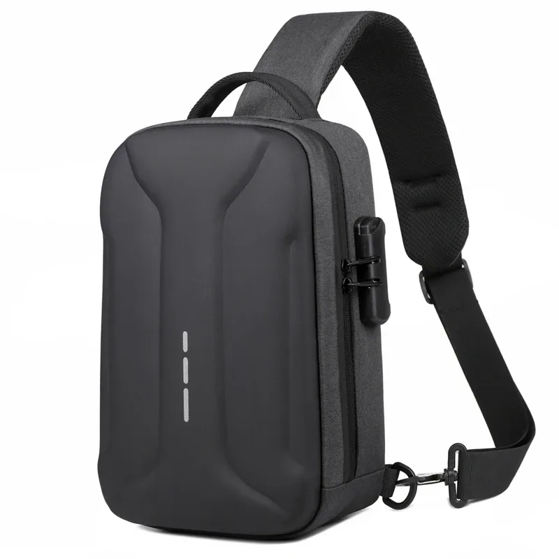 sacs de poitrine antivol à serrure à combinaison avec port de chargement usb, sac à bandoulière de mode pour hommes d'affaires, sac à bandoulière de rangement de voyage