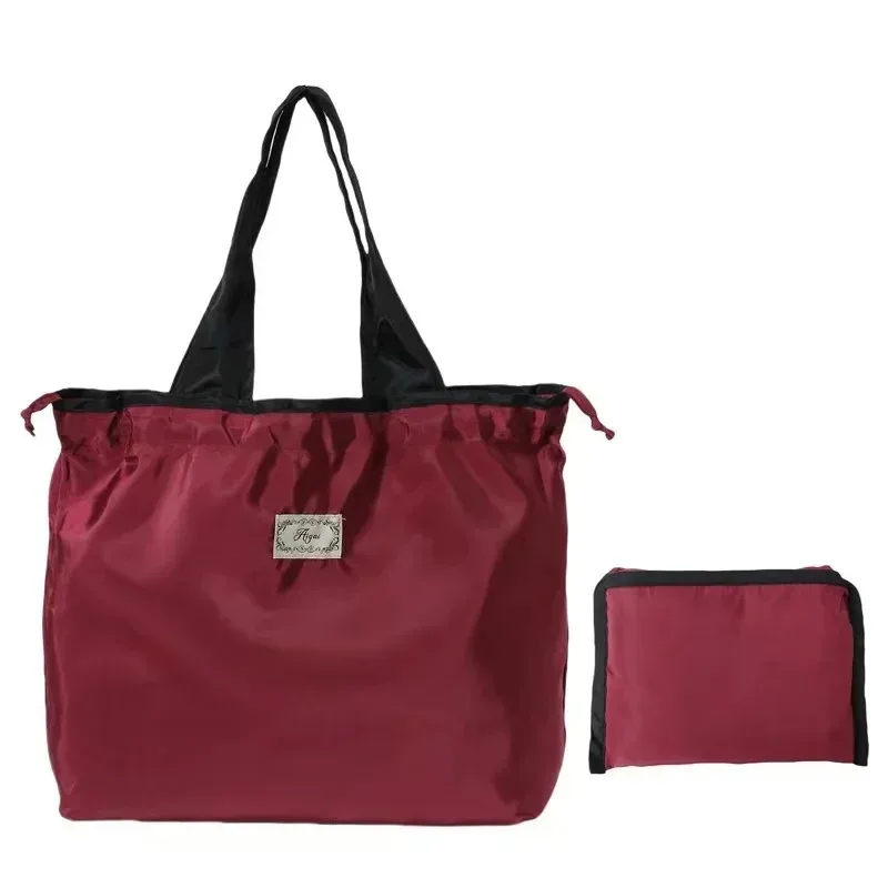 sac de courses réutilisable, sac de rangement écologique pliable de grande capacité avec cordon de serrage, sac à bandoulière de shopping décontracté, 1 paquet