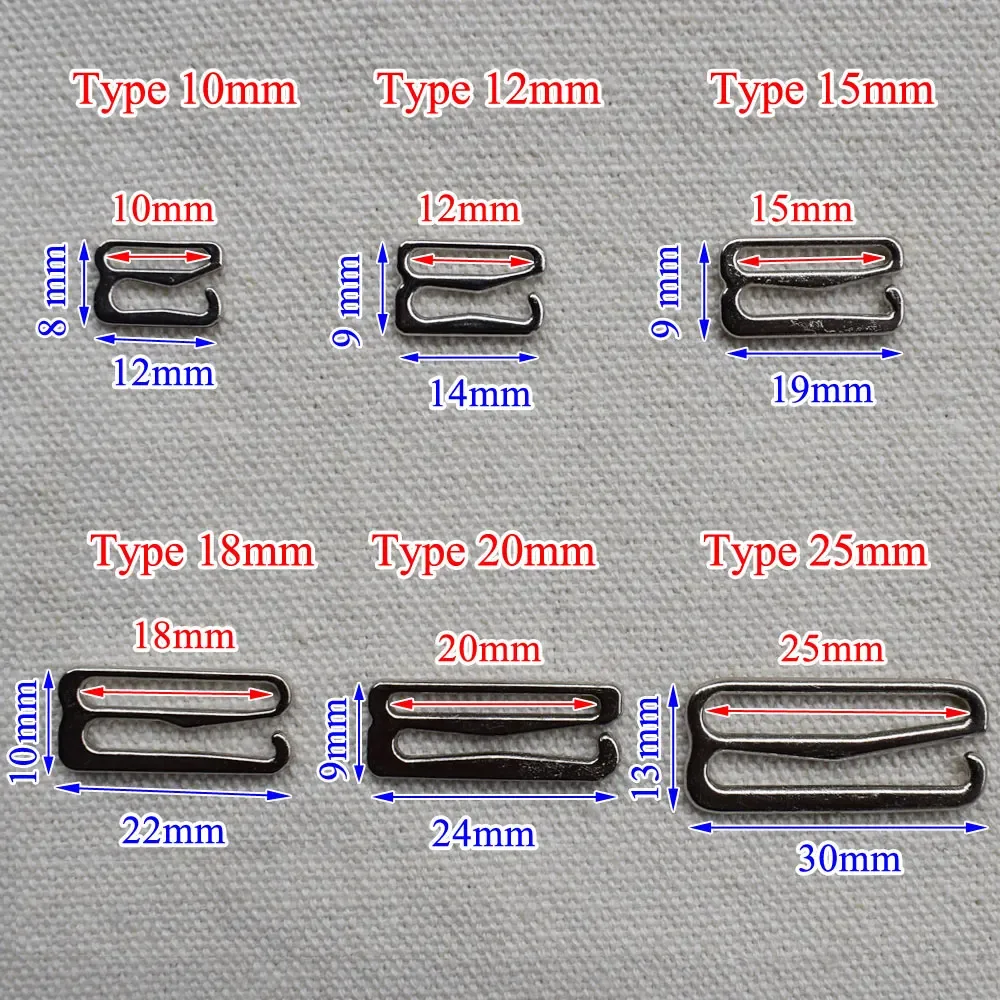 20 pièces de boucles de réglage de soutien-gorge en métal de 10 mm à 25 mm, anneaux coulissants et clips pour lingerie, accessoires de bricolage