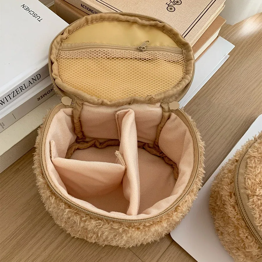 nouveauté 2026 : trousse de maquillage en peluche ours anime relaxant, pochette cosmétique, pochette de rangement pour bijoux femme, organisateur pour filles, sacs à main, cadeau, meilleures ventes