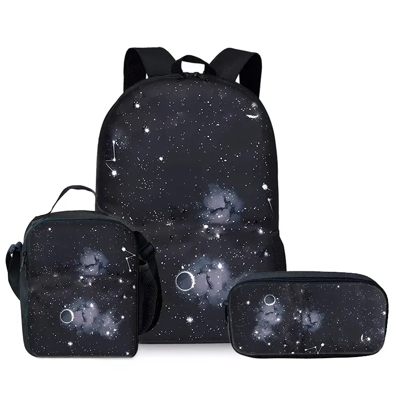 sac à dos scolaire 2d plat à motif de dessin animé pour enfants, ensemble de trois pièces « ciel étoilé cosmique », le cadeau idéal pour garçons et filles