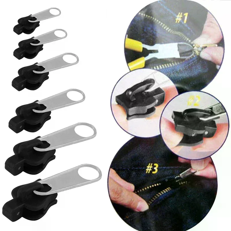 kit de réparation de fermeture éclair instantanée universelle, 6 pièces, curseur de fermeture éclair de remplacement pour bricolage couture