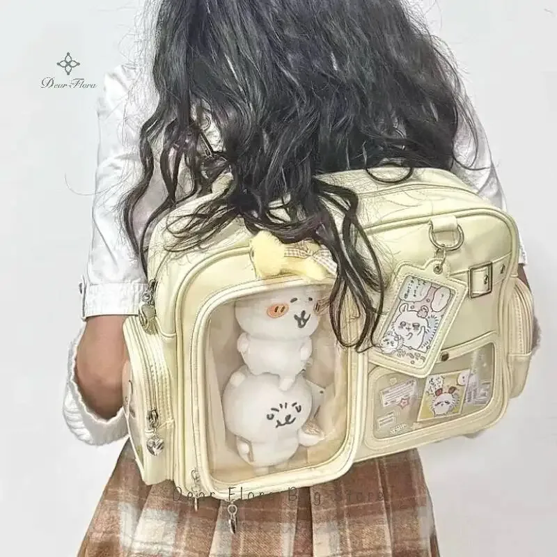 y2k nouveau mignon ita sac concert grande capacité sac à dos lolita fille sac à bandoulière transparent bricolage badge affichage sac à bandoulière décontracté