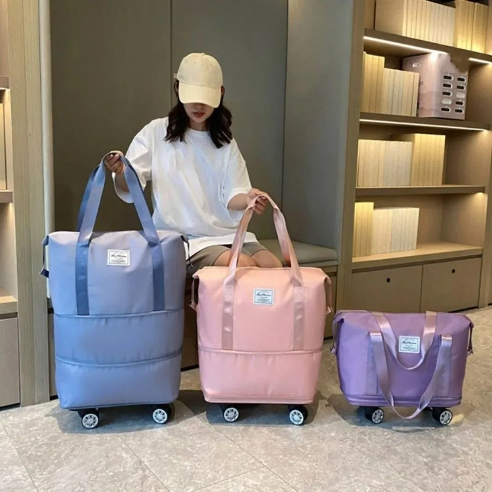 Sac de sport en tissu Oxford avec roulettes, séparation sec-humide, sac de voyage pliable portable, grande capacité extensible