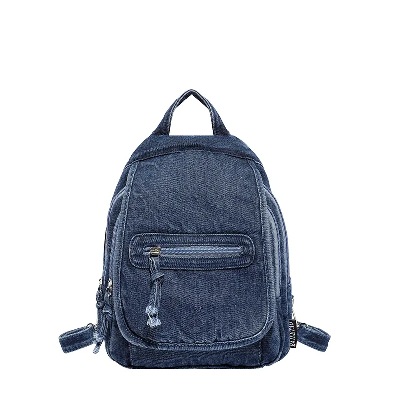 sac à dos rétro japonais en denim lavé pour femmes, simple et polyvalent, sac à dos décontracté pour étudiants, sac à dos en toile de style harajuku