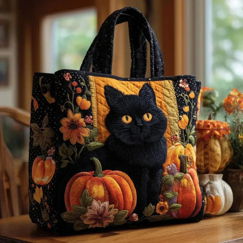 sac fourre-tout matelassé à motifs de chats pour femmes, sac à bandoulière en toile légère vintage, sac de voyage en coton de grande capacité pour femme et fille